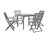 vidaXL 5 Piece Solid Acacia Wood Garden Dining Set Grey Outdoor Table Chair