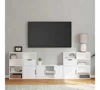 vidaXL 5 Piece TV Units with Storage ODDA White Solid Wood Pine