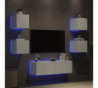 vidaXL 5 Piece TV Wall Cabinets with LED Lights White