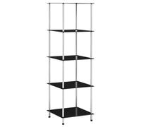 vidaXL 5-Tier Black Tempered Glass Display Cabinet 40x40x130 cm - 249511