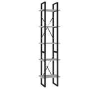vidaXL 5-Tier Book Cabinet Concrete Grey Engineered Wood Bookcase Storage Rack