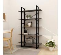 vidaXL Pinewood 5-Tier Book Cabinet Grey Home Bookcase Bookshelf Storage Rack