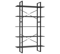 vidaXL 5-Tier Book Cabinet Grey Engineered Wood Office Storage Rack Bookcase