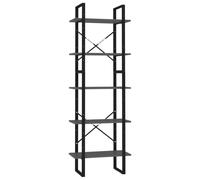 vidaXL 5-Tier Book Cabinet Grey Engineered Wood Standing Shelf Book Organsier