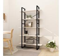 5-Tier Book Cabinet White Pinewood & Metal 100x30x175 cm Tall Storage 2pcs Unit