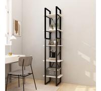 vidaXL Pinewood 5-Tier Book Cabinet White Storage Rack Book Organiser Bookcase