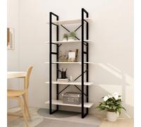 vidaXL Pinewood 5-Tier Book Cabinet White Bookcase Bookshelf Storage Rack