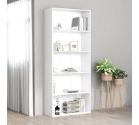 Vidaxl 5-Tier Book Cabinet White 80X30X189 Cm Engineered Wood