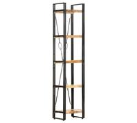 Bookcase 5-Tier Solid Mango Wood Brown 40x30x180 cm Industrial Shelf Box
