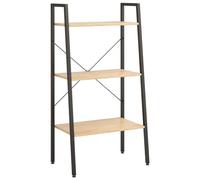 vidaXL 5-Tier Free Standing Shelf - Versatile Bookcase for Home and Office - Light Brown and Black Steel Frame Storage Unit 56x35x174 cm