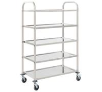 Kitchen Trolley Storage Dining Serving Rolling Cart Stainless Steel vidaXL