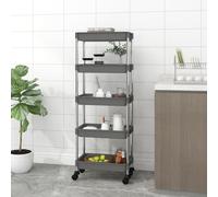 vidaXL 5-Tier Kitchen Trolley Grey 42x29x128 cm Iron and ABS UK NEW