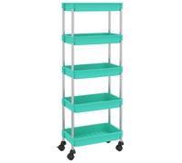vidaXL 5-Tier Kitchen Trolley Turquoise Iron and ABS Bathroom Serving Kart