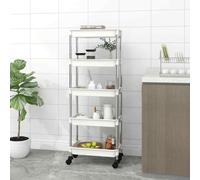 vidaXL 5-Tier Kitchen Trolley White 42x29x128 cm Iron and ABS UK