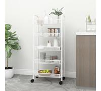 vidaXL 5-Tier Kitchen Trolley White Iron Organiser Home Bathroom Serving Cart