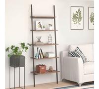 vidaXL 5-Tier Leaning Shelf Dark Brown and Black 64x34x185.5 cm
