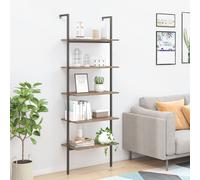 Vidaxl 5-tier Leaning Shelf Dark Brown And Black 64X35X185 Cm, Brown