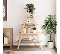 (natural) vidaXL 5-Tier Shelf A-shape Standing Shelf Bookcase Book Rack Solid Wood Pine