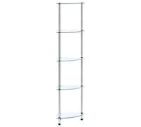 vidaXL 5-Tier Shelf Transparent Tempered Glass 30x30x130cm Bookshelf Showcase