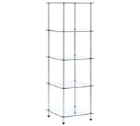 vidaXL 5-Tier Shelf Transparent Tempered Glass Kitchen Showcase Organiser Rack