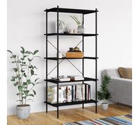 vidaXL 5-Tier Shelving Unit Black Home Decor Bookcase Bookshelf Standing Shelf