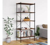 vidaXL 5-Tier Shelving Unit Black&Dark Wood Bookcase Bookshelf Standing Shelf
