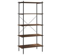 vidaXL 5-Tier Shelving Unit Black&Dark Wood Bookcase Bookshelf Standing Shelf