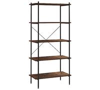 vidaXL 5-Tier Shelving Unit Home Living Room Furniture Accessory Modern Decor Bookcase Bookshelf Office Standing Shelf Durable Black and Dark Wood