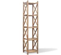 5-Tier Square Bamboo Standing Shelf Storage Bookcase Display Unit Organizer