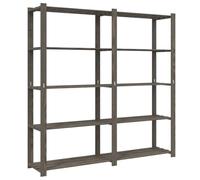 vidaXL Solid Wood Pine Grey Storage Rack with 5-Tier Shelving system - Versatile Household & Commercial Use - 170 cm x 38 cm x 170 cm