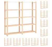 vidaXL 5-Tier Storage Racks 10 pcs 170x38x170 cm Solid Pinewood 500 kg