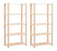 Vidaxl 5-Tier Storage Racks 2 Pcs 80X38X170 Cm Solid Pinewood 250 Kg