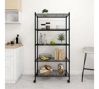 Vidaxl 5-Tier Storage Shelf With Wheels 75X35X155 Cm Black 250 Kg