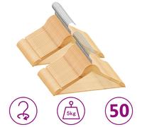 vidaXL 50 Piece Clothes Hanger Set Non-slip Hardwood, Brown