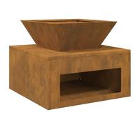 vidaXL 50 x 50 x 40 cm Corten Steel Rustic Square Design with Wheels and Wood Heater Outdoor Perfect as a Centrepiece in the Garden or Patio Portable Stove