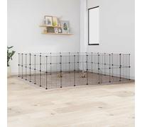 vidaXL 52-Panel Pet Cage with Door Black 35x35 cm Steel