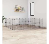 vidaXL 52-Panel Pet Cage with Door Black 35x35 cm Steel