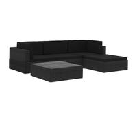 vidaXL 5x Garden Lounge Set with Cushions Poly Rattan Black Outdoor Sofa Sets