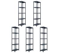 vidaXL 5x Storage Shelf Racks Black 60x30x180cm Plastic Display Organiser Unit