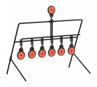 vidaXL 6+1 Shooting Target, 38 x 20.5 x 34.5 cm, Made of Black Steel. Has an Integrated Reset Design, is Heat and Corrosion Resistant. Ideal for Indoor and Outdoor Use