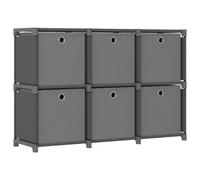 vidaXL 6-Cube Display Shelf with Boxes Grey Fabric Storage Organiser Unit