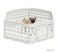 vidaXL 6 Panel Dog Playground 122 x 106 x 40 cm Plastic White