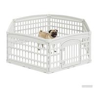 vidaXL 6 Panel Dog Playground 179 x 151 x 58 cm Plastic White