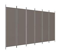 vidaXL 6-Panel Room Divider - Versatile And Durable Foldable Partition - Ideal for Privacy, Blocking Sunlight or Decor - Anthracite Fabric and Iron - 300x200 cm