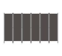 vidaXL 6-Panel Room Divider - Anthracite, Folding Fabric (100% Polyester) & Iron Panels, 300x180 cm