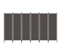vidaXL 6-Panel Room Divider - Anthracite, Folding Fabric (100% Polyester) & Iron Panels, 300x180 cm
