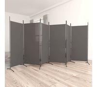 vidaXL Room Divider Anthracite 6-Panel - Fabric, Foldable, Large Living Space Separator - 520x180 cm