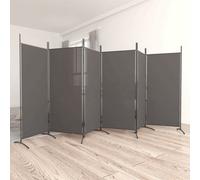 vidaXL Anthracite 6-Panel Room Divider - Modern Style Fabric Room Partition - Convenient Foldable Design - Large Living Space Separator, 520x180 cm