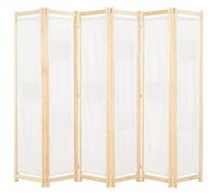 vidaXL 6-Panel Room Divider Bedroom Folding Privacy Panel Screen Wall Partition Separator Paravent Section Cream 240x170x4cm Fabric