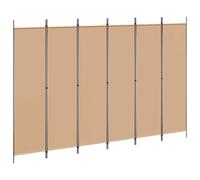 vidaXL 6-Panel Room Divider Beige 300 x 200 cm Fabric, Living Room, Modern Rectangular Folding Screen, Privacy Divider, Fabric Partition, Space, Interior Decor